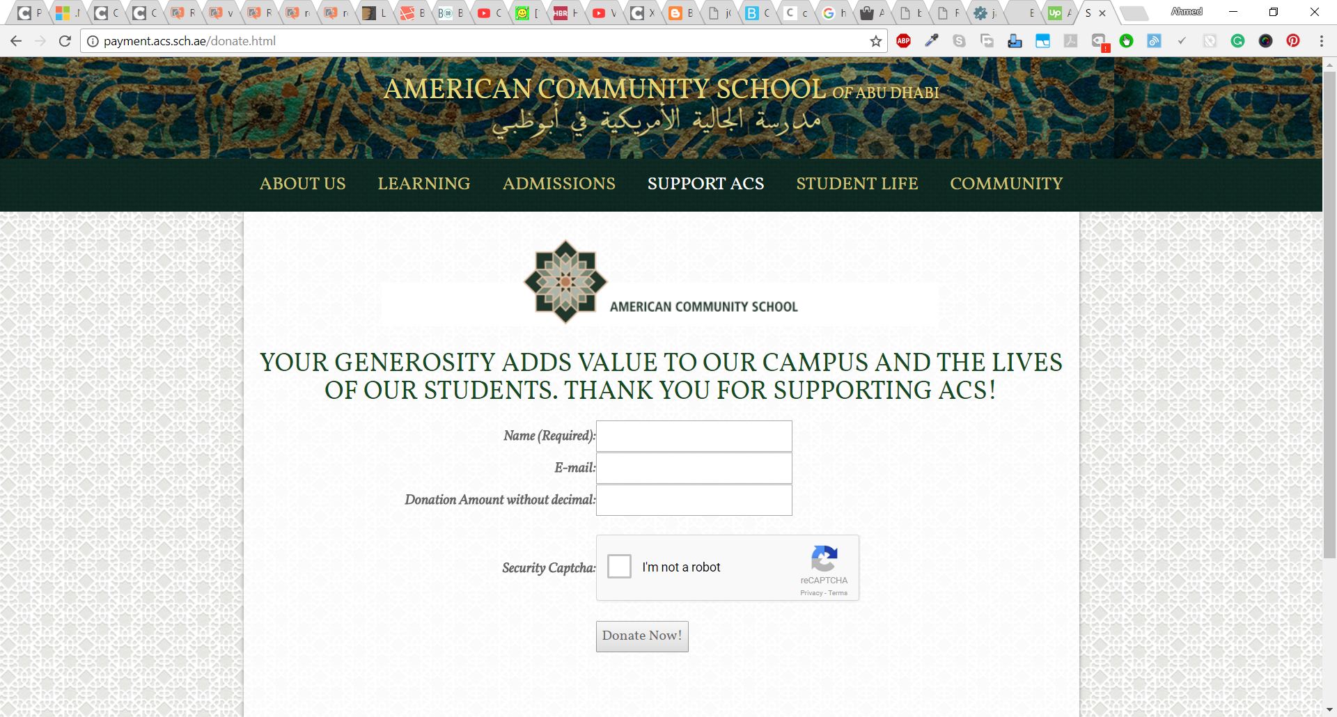 Preview thumbnail for American Community School Donations Page