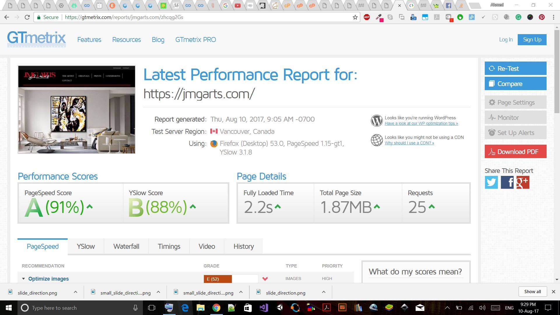 Preview thumbnail for JMGARTS.com Page Speed Optimization